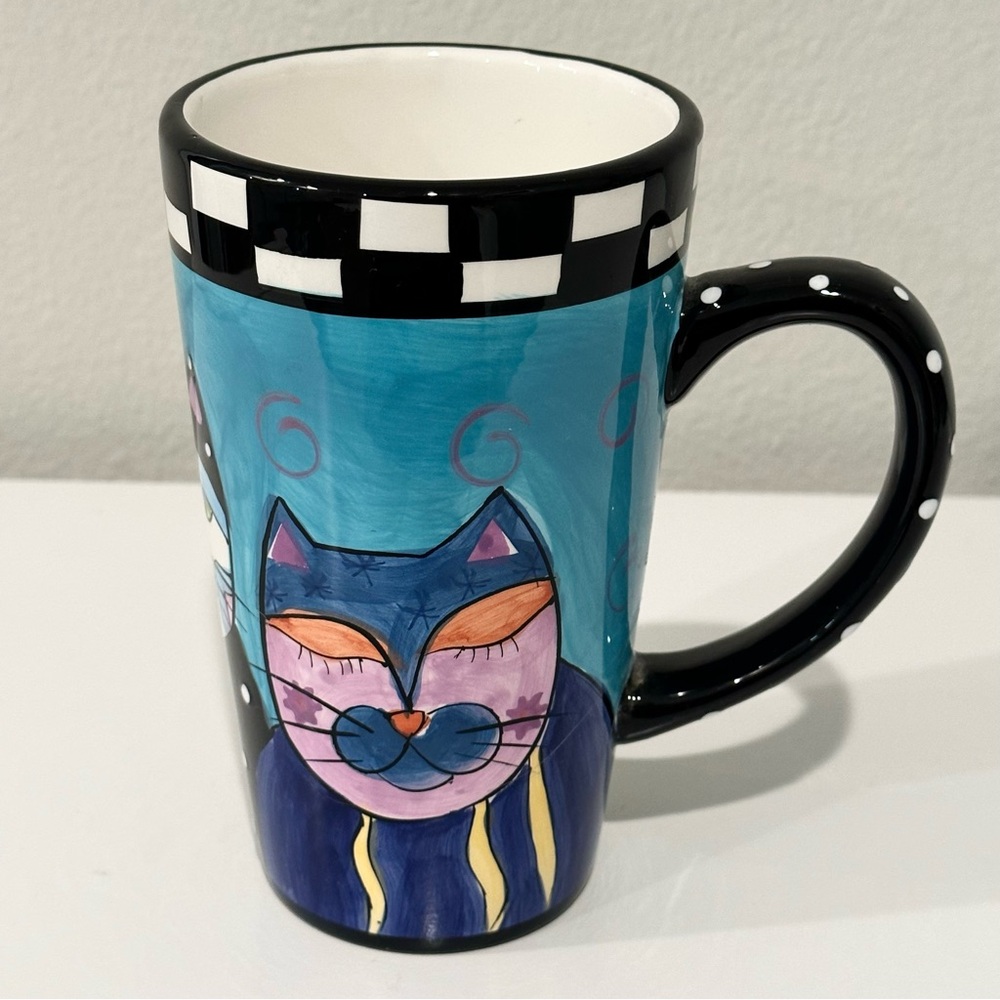 Collectible Vintage Milson & Louis Hand-Painted Whimsical Cat Mug – 16 oz